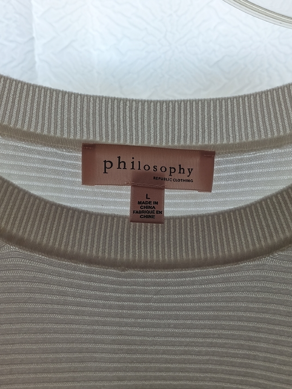 Philosophy Cream Ribbed Crew Neck Sweater